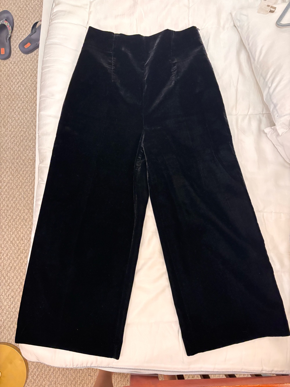 Zara Black Velvet High Waist Wide Leg Crop